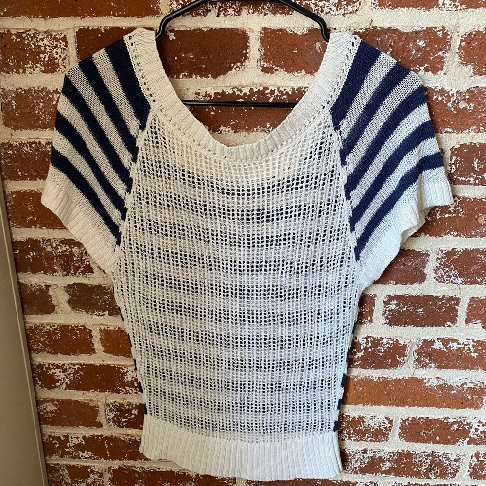 aerie blue and white striped summer knit top - Picture 4 of 7